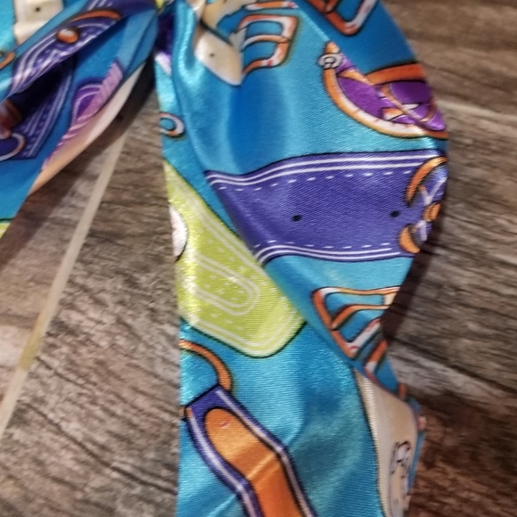 3/30 ☘️ANTHROPOLOGIE Teal Silk Scarf Scrungi New - Picture 4 of 8